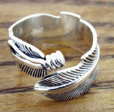 Mexican silver feather ring